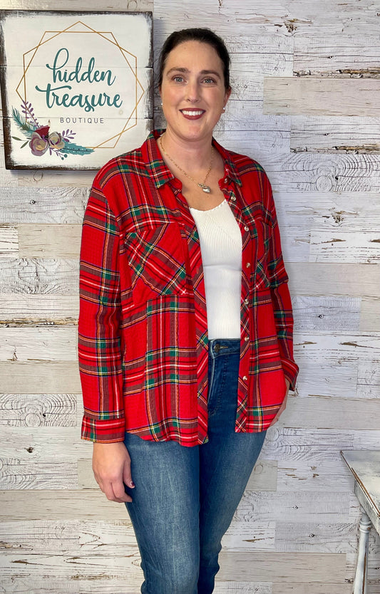 Favorite Button Up - Christmas Plaid