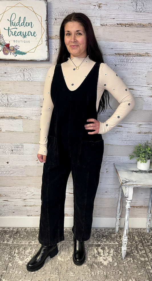 Corduroy Black Overall