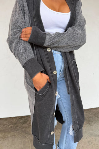 Black Sweatshirt Cardigan