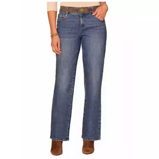 Embroidered Waist Straight Leg