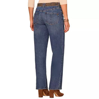 Embroidered Waist Straight Leg