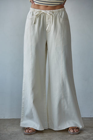 Ecru Wide Leg Pants