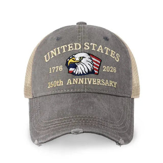 250th Anniversary USA Trucker Cap: Light Grey - Shop Hidden Treasure Boutique