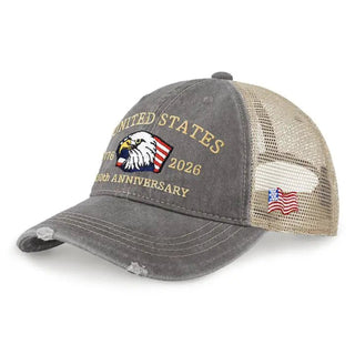 250th Anniversary USA Trucker Cap: Light Grey - Shop Hidden Treasure Boutique