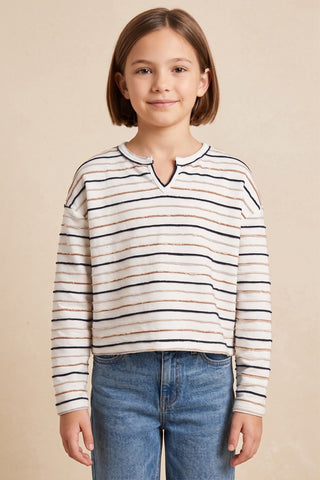 Textured Stripe Girls Top