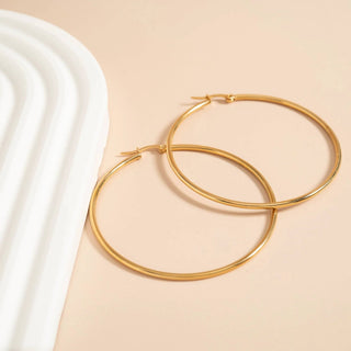 Round Tube Hoop Earrings - Gold