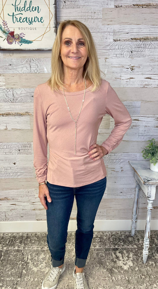 Dusty Pink Side Ruched Top