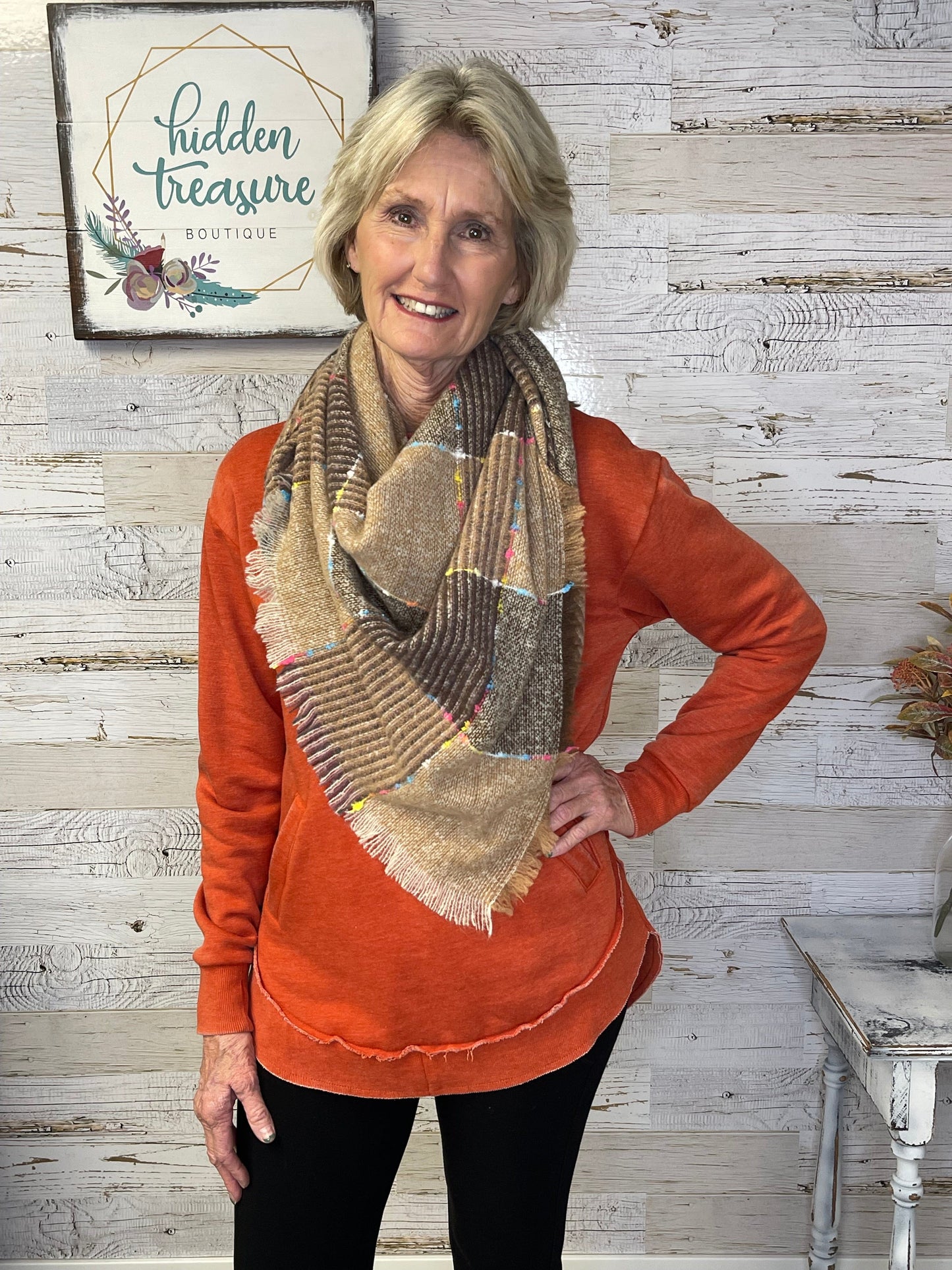 Fall Fun Plaid Triangle Scarf