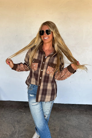 Scarlett Plaid Top - Brown