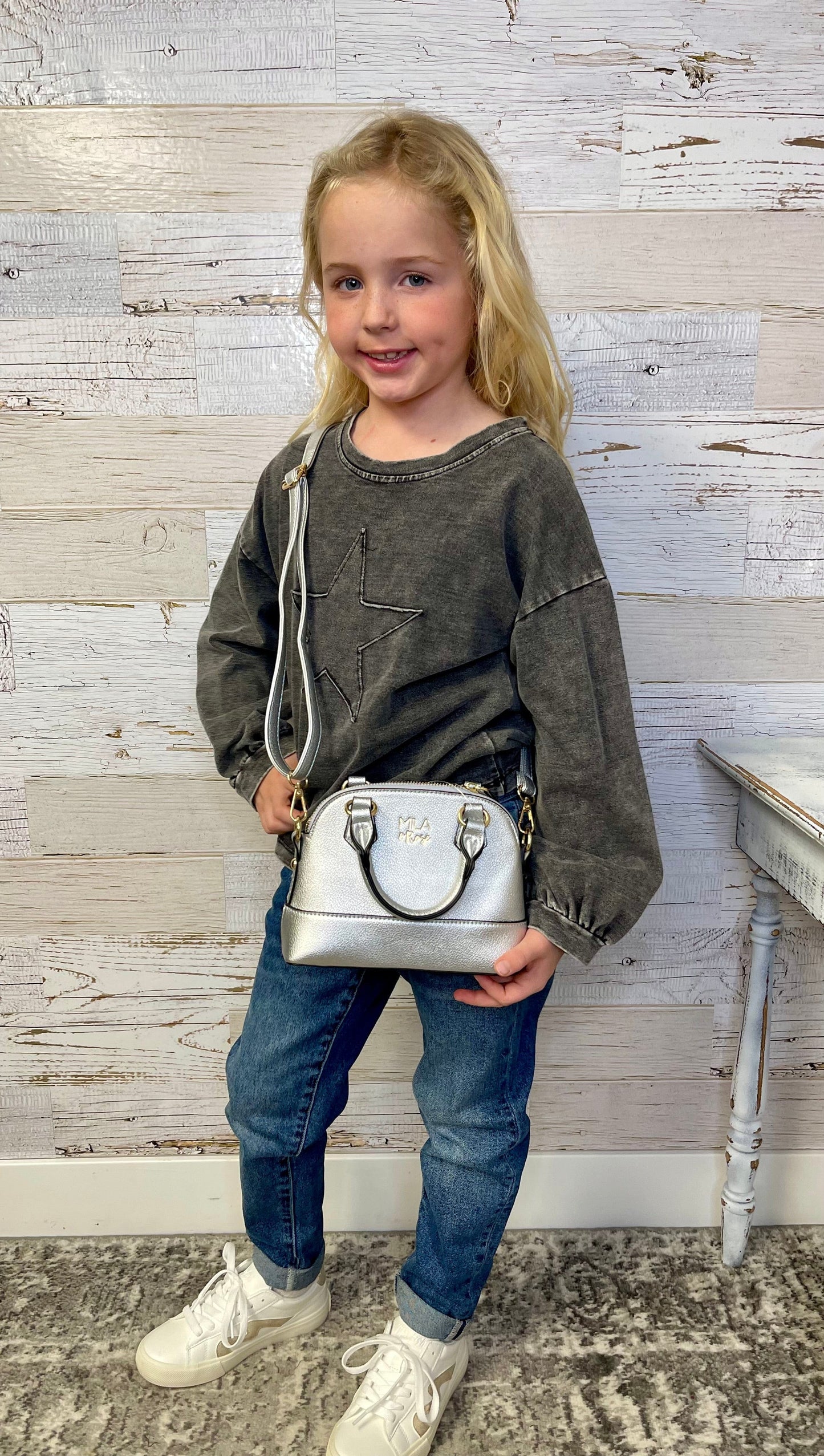 Girls Silver Crossbody Purse