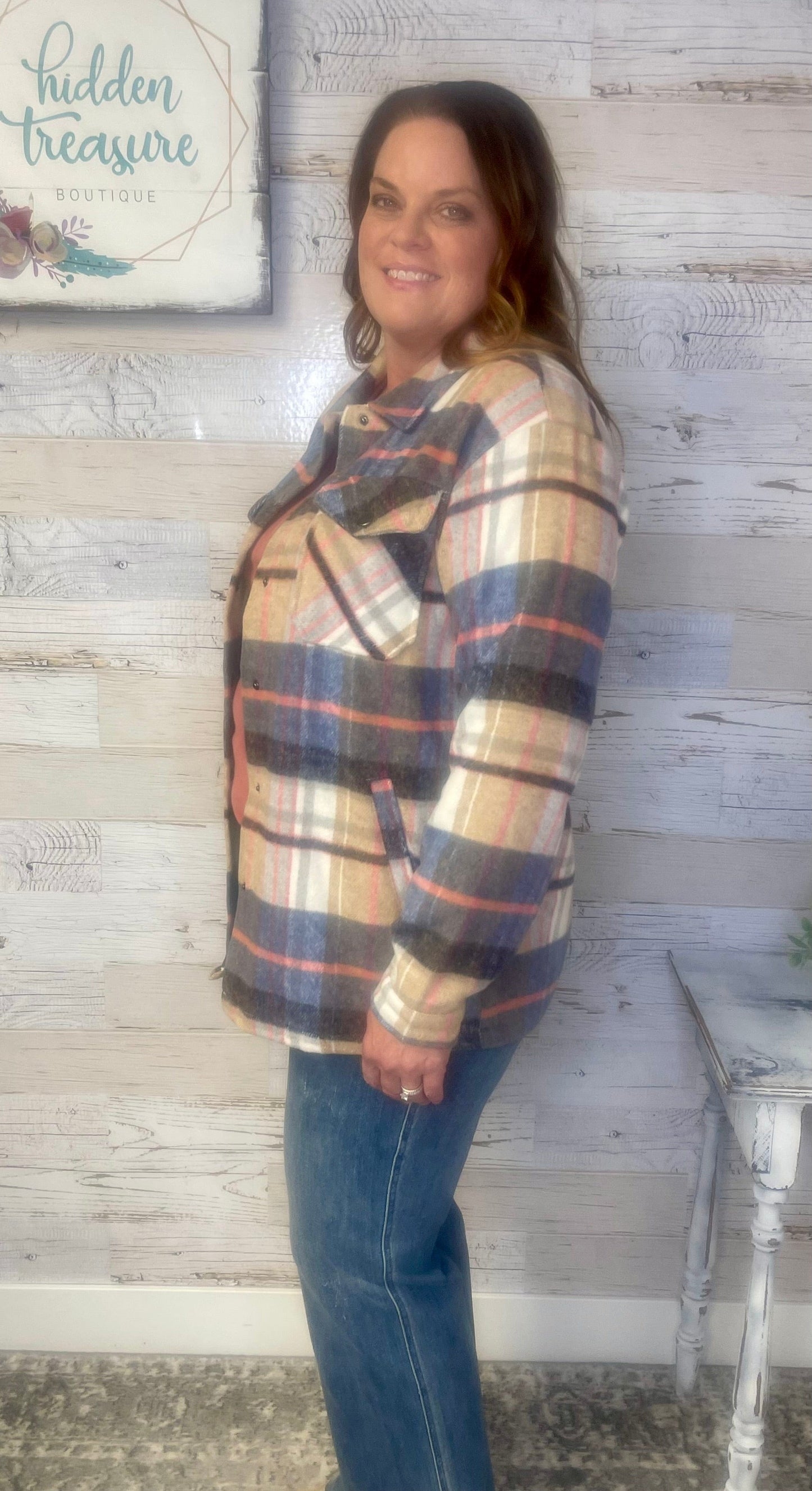 Norah Blue/Tan Plaid Shacket