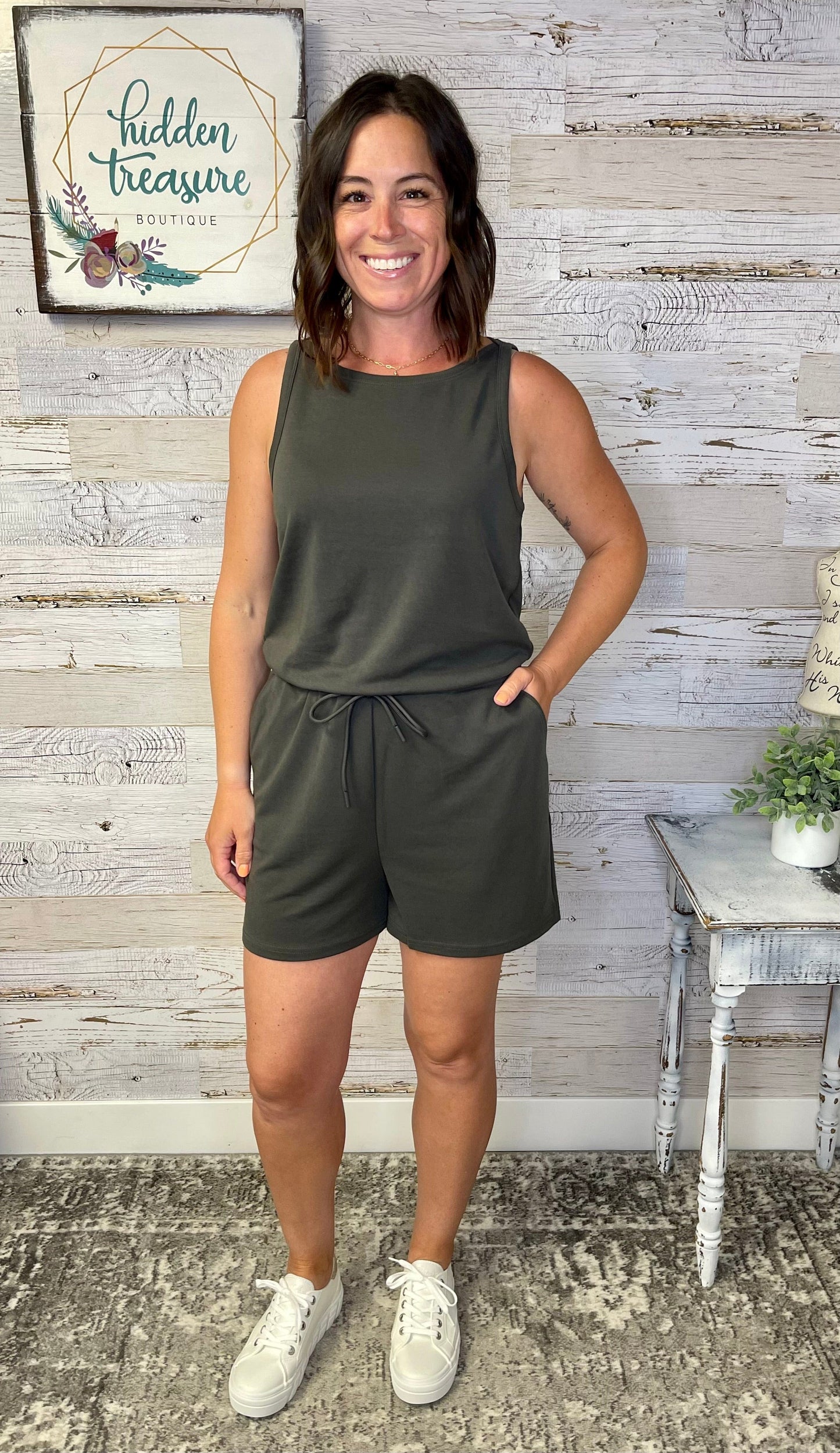 Alexis Black Granite Romper