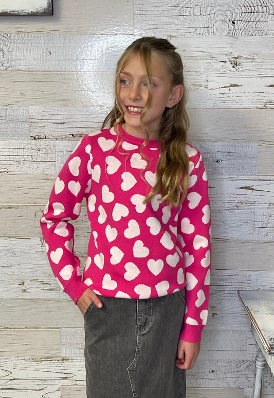 Hot Pink Hearts Sweater