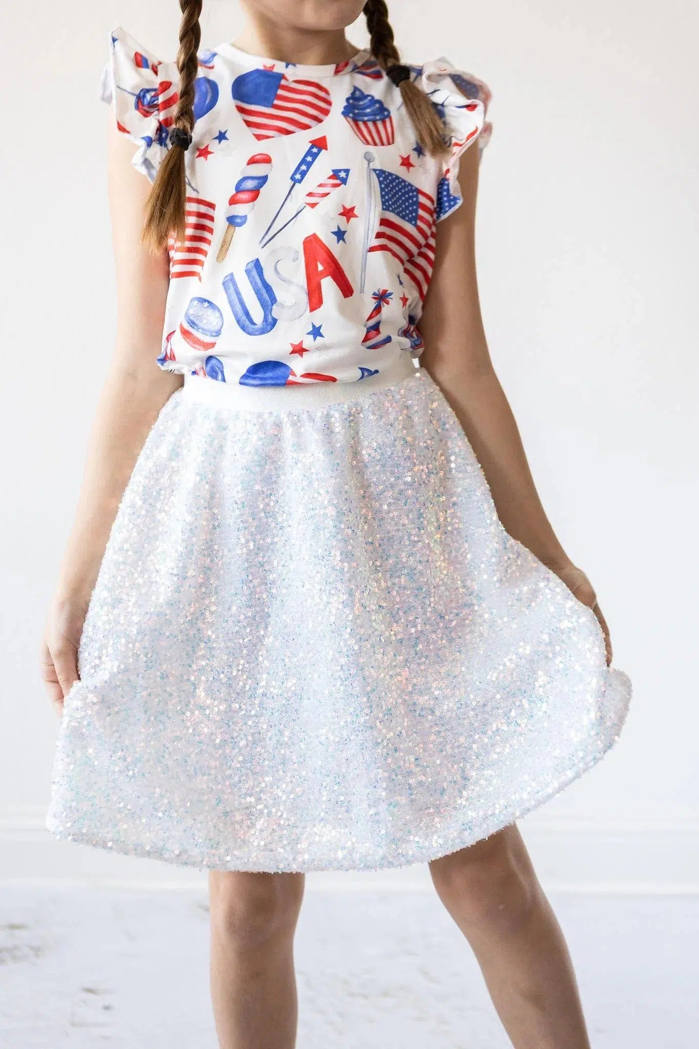 Disco Sequin Skirt - White