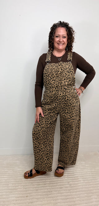Slouchy Leopard Overalls