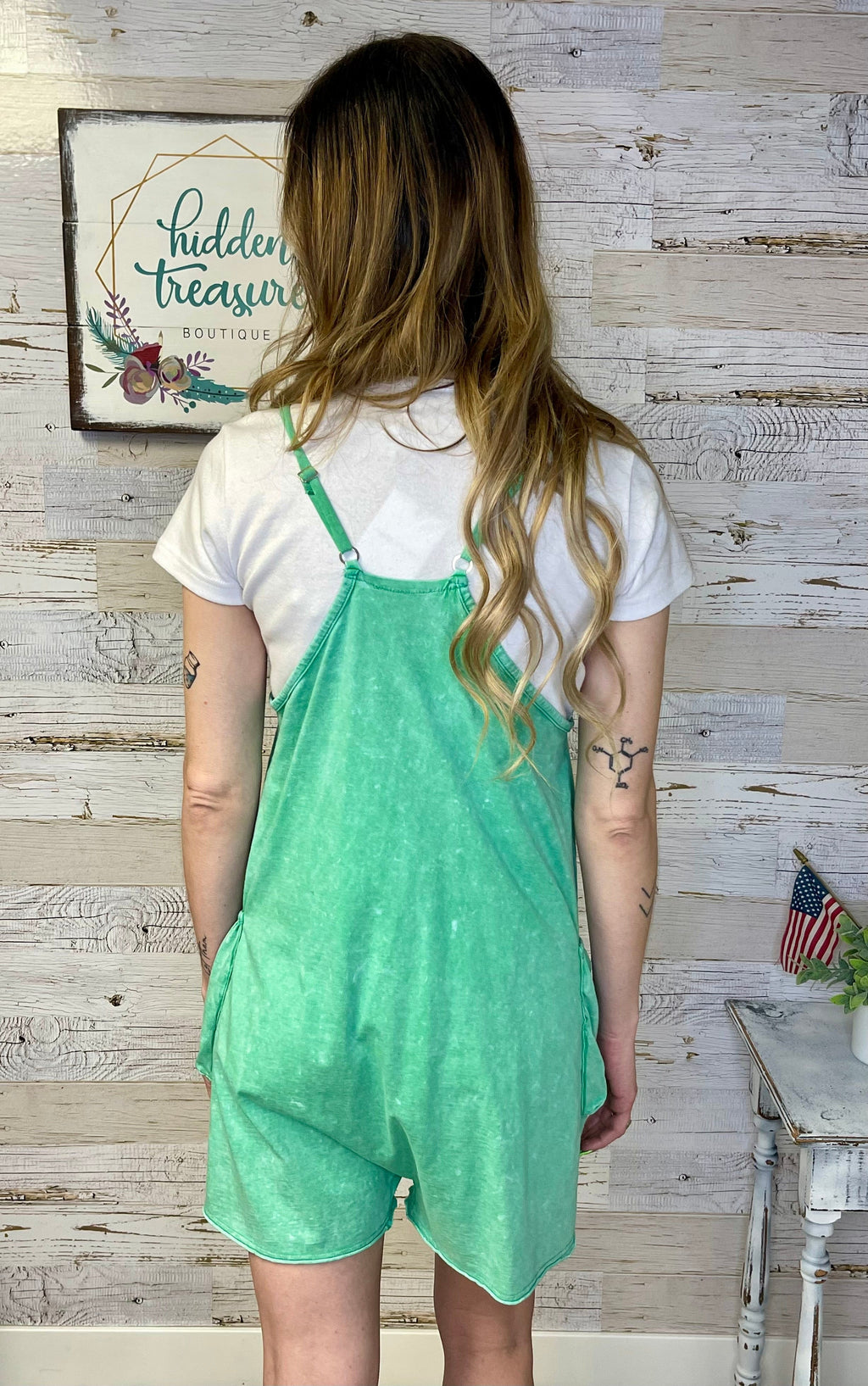 Green Washed Knit Romper