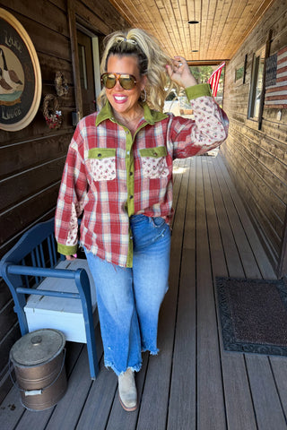 Scarlett Plaid Top - Red Brick