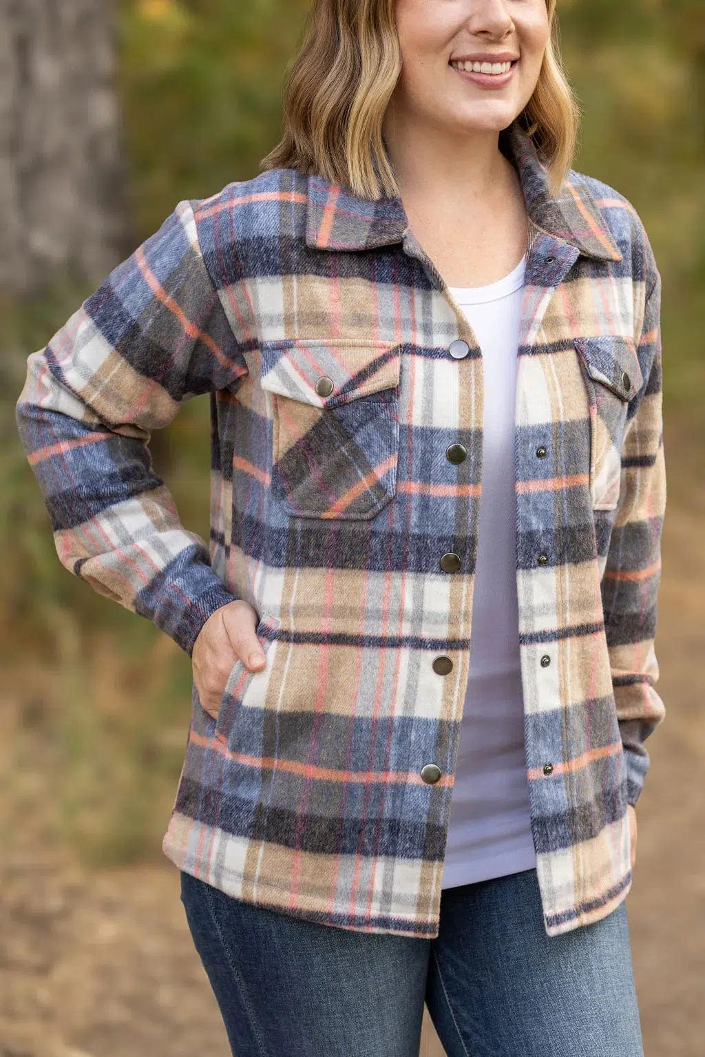 Norah Blue/Tan Plaid Shacket