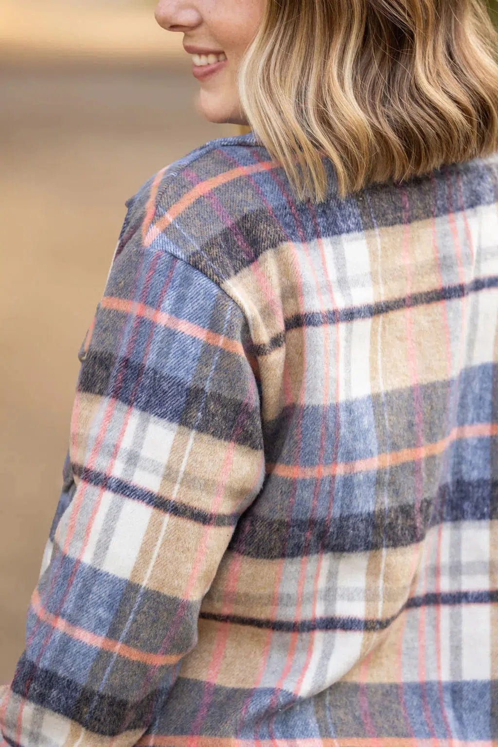 Norah Blue/Tan Plaid Shacket