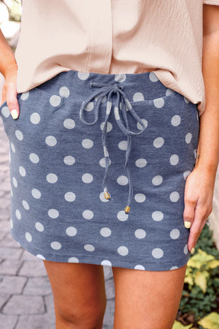 Polka Dot Denim Skort