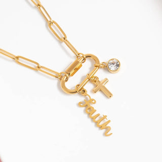Cross Carabiner Charm Necklace