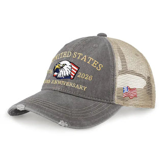250th Anniversary USA Trucker Cap: Light Grey