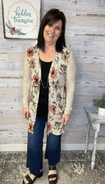 Lightweight Ribbed Cardi - Floral