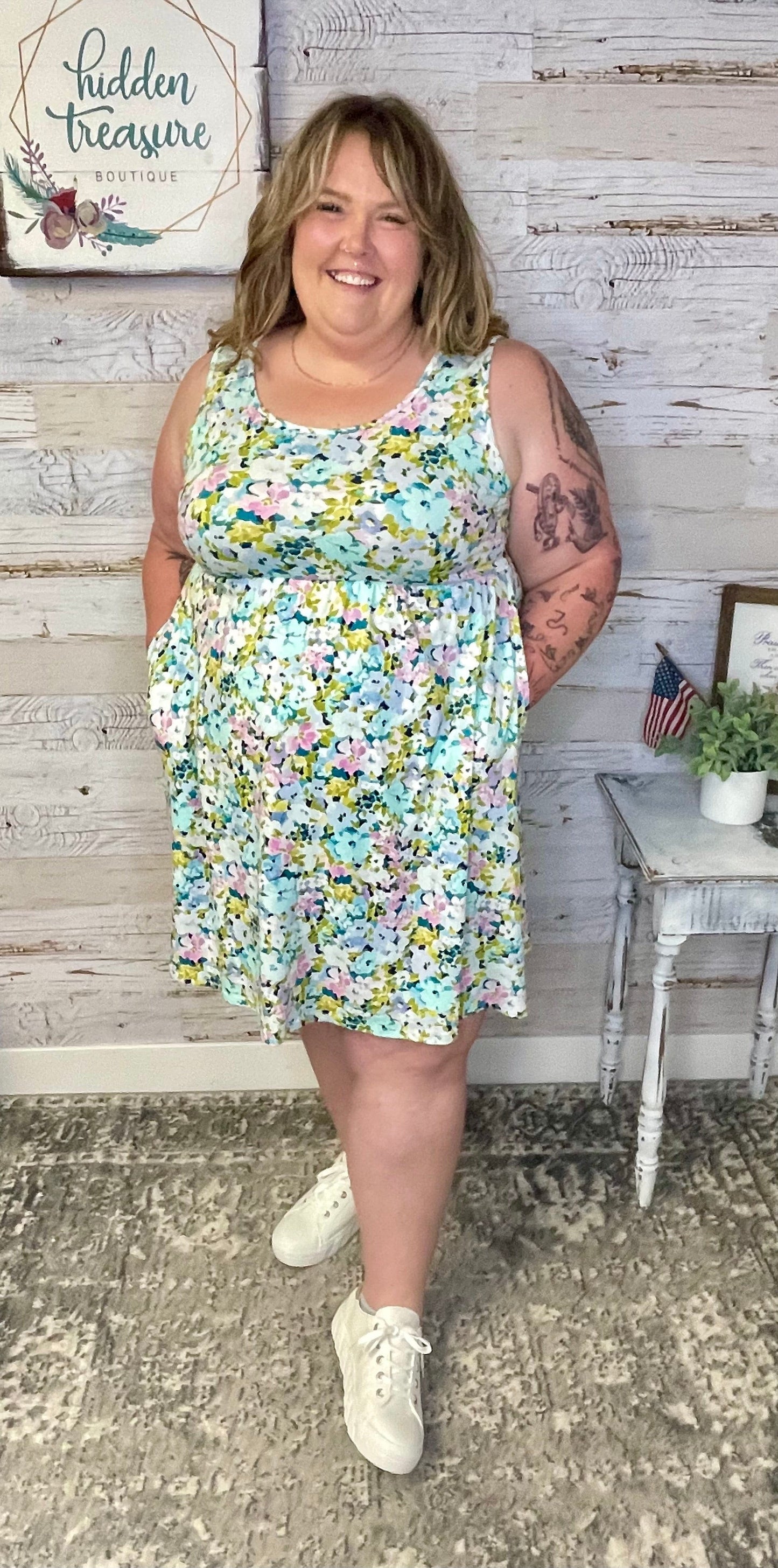 Kelsey Tank Dress - Mint Floral