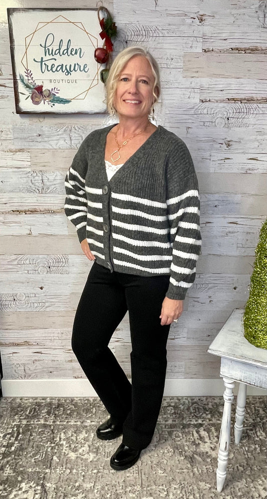 Gunmetal Stripe Cardigan