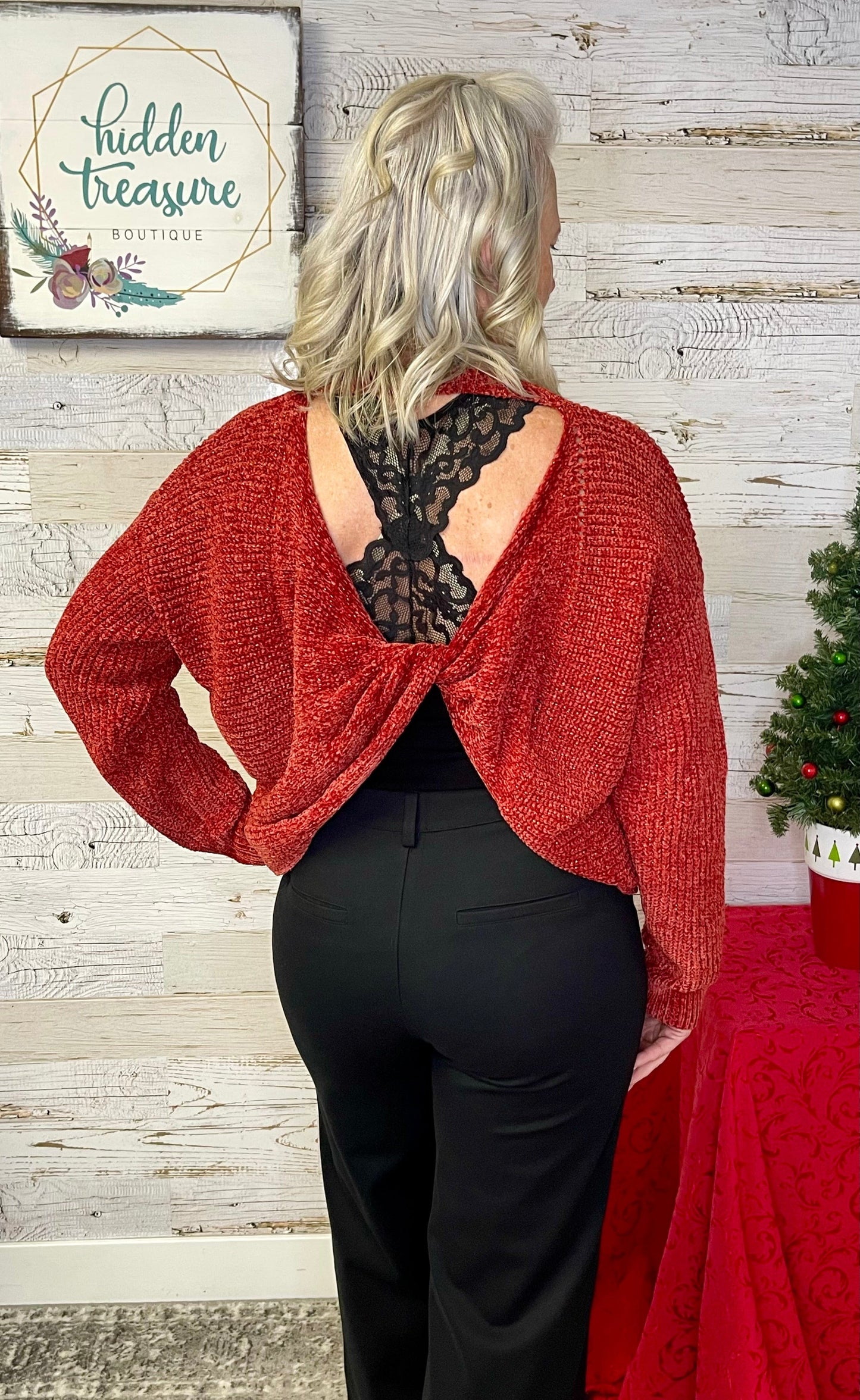 Melanie Back Twist Sweater