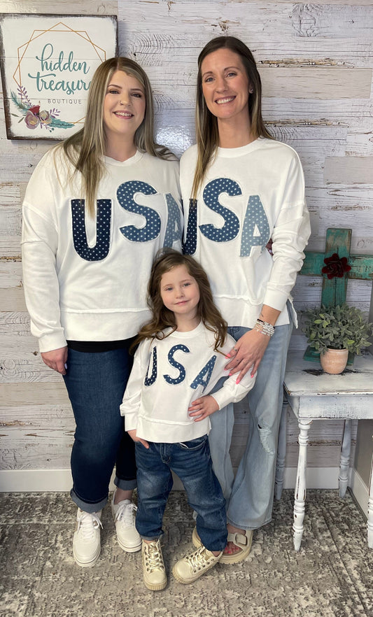 Washed USA Patched Sweatshirt