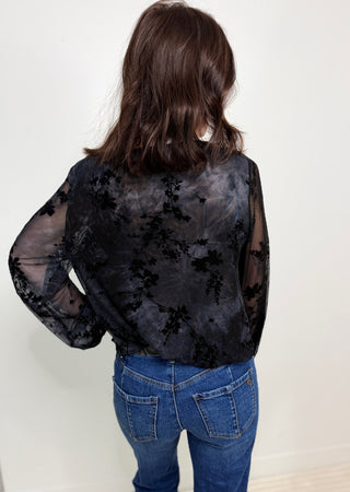 Bubble Hem Black Printed Blouse