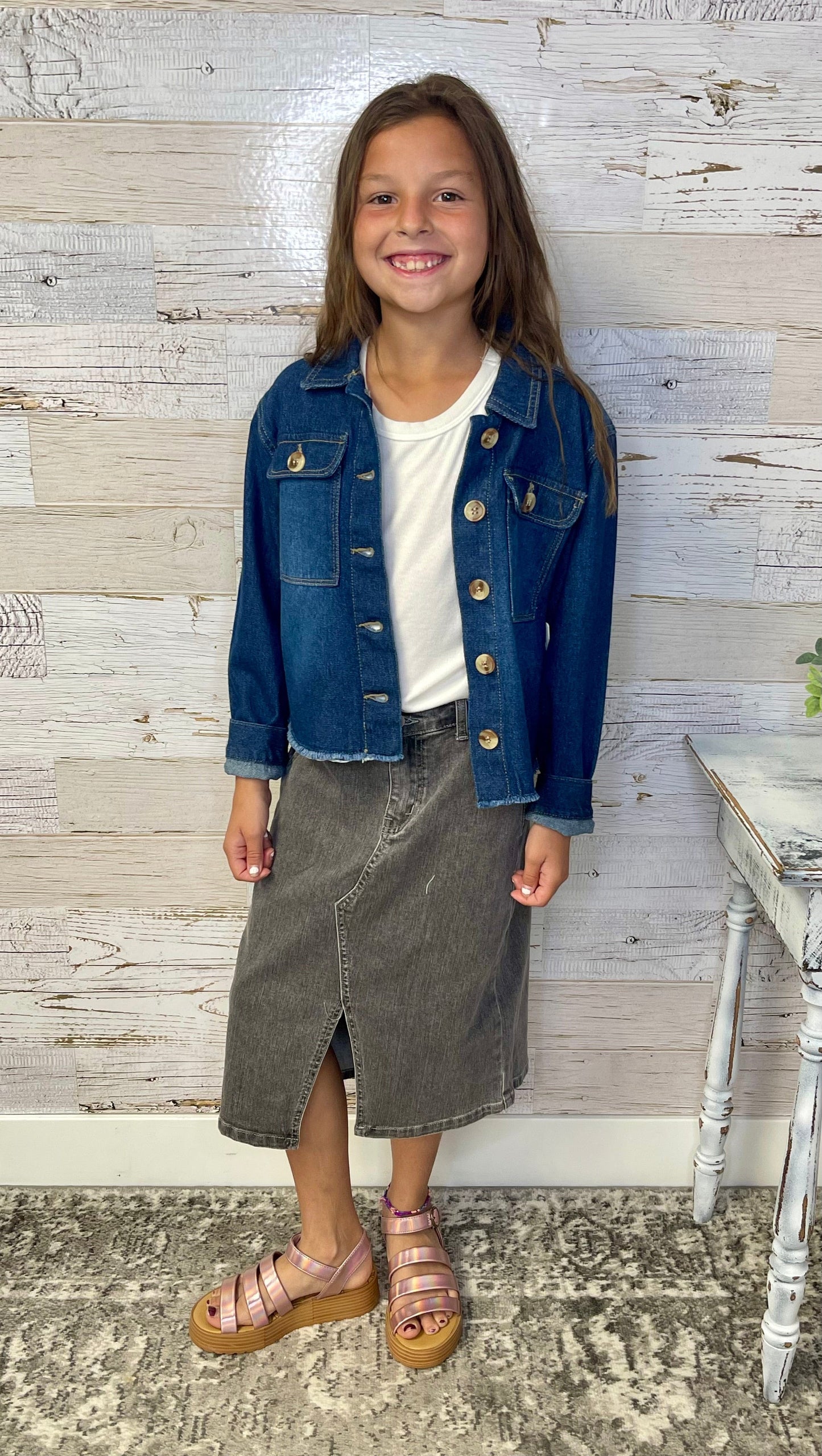 Black Denim Girls Skirt