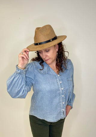 denim relaxed fit blouse