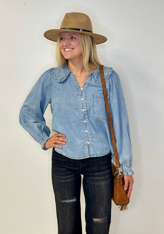denim relaxed fit blouse