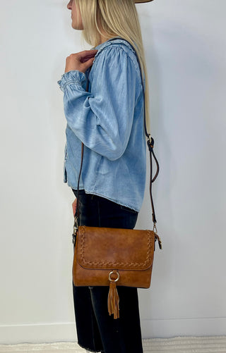 crossbody purse in rich brown color