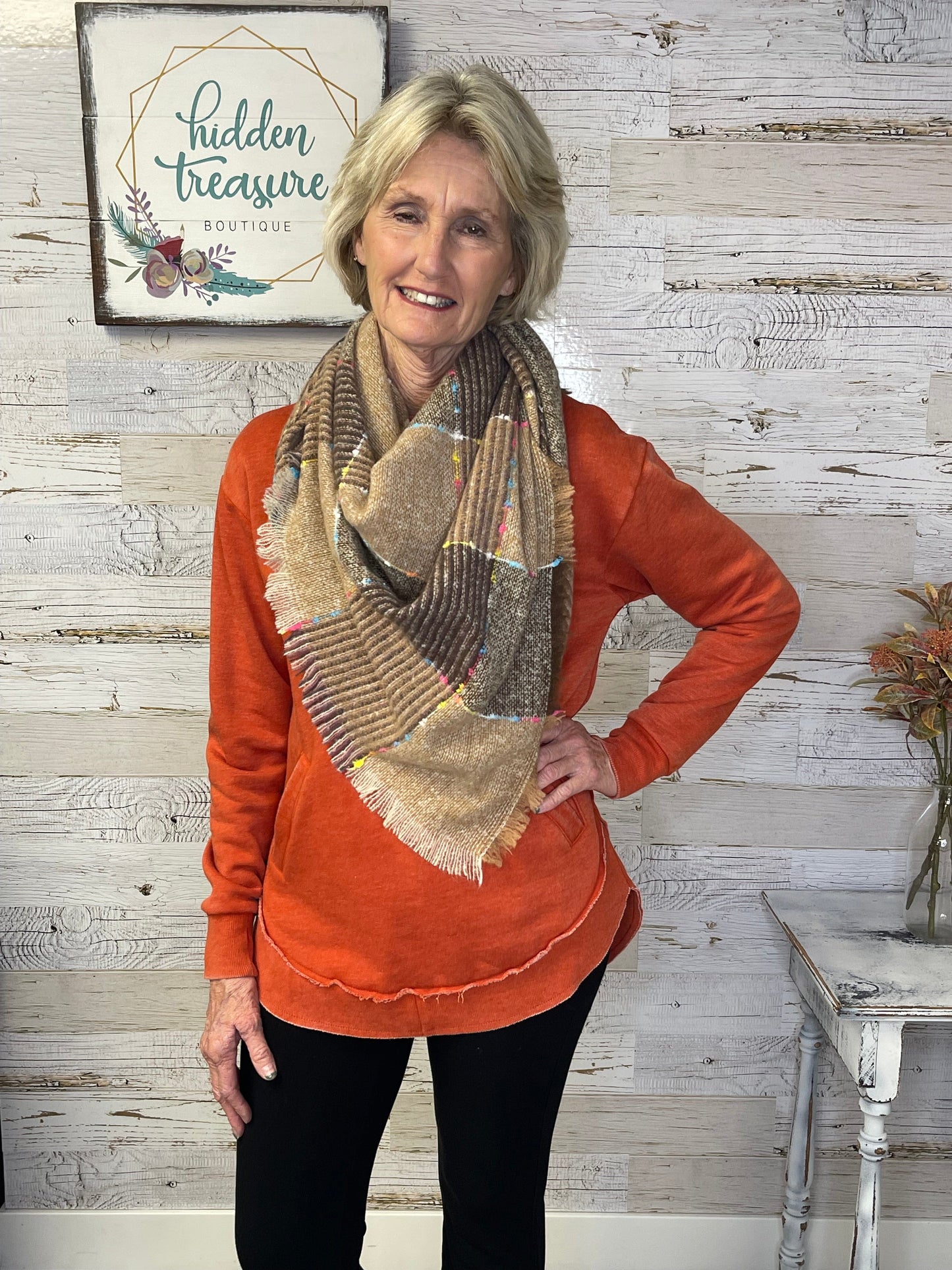 Washed Orange Tunic Sweatshirt