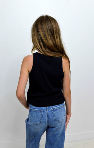 Ribbed Black Girls Tank
