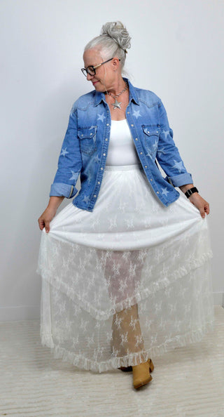 Blooming White Maxi Skirt