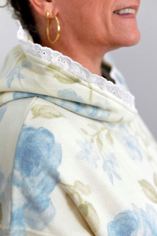 Lace Floral Hoodie Pullover