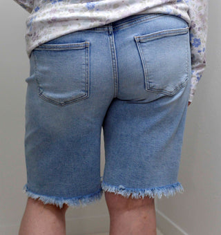 Slouchy Light Wash Bermuda Shorts - Curvy