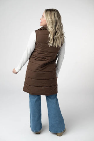 Harlow Long Vest - Brown