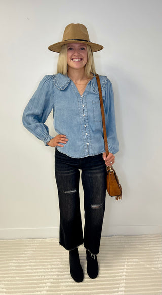 denim relaxed fit blouse