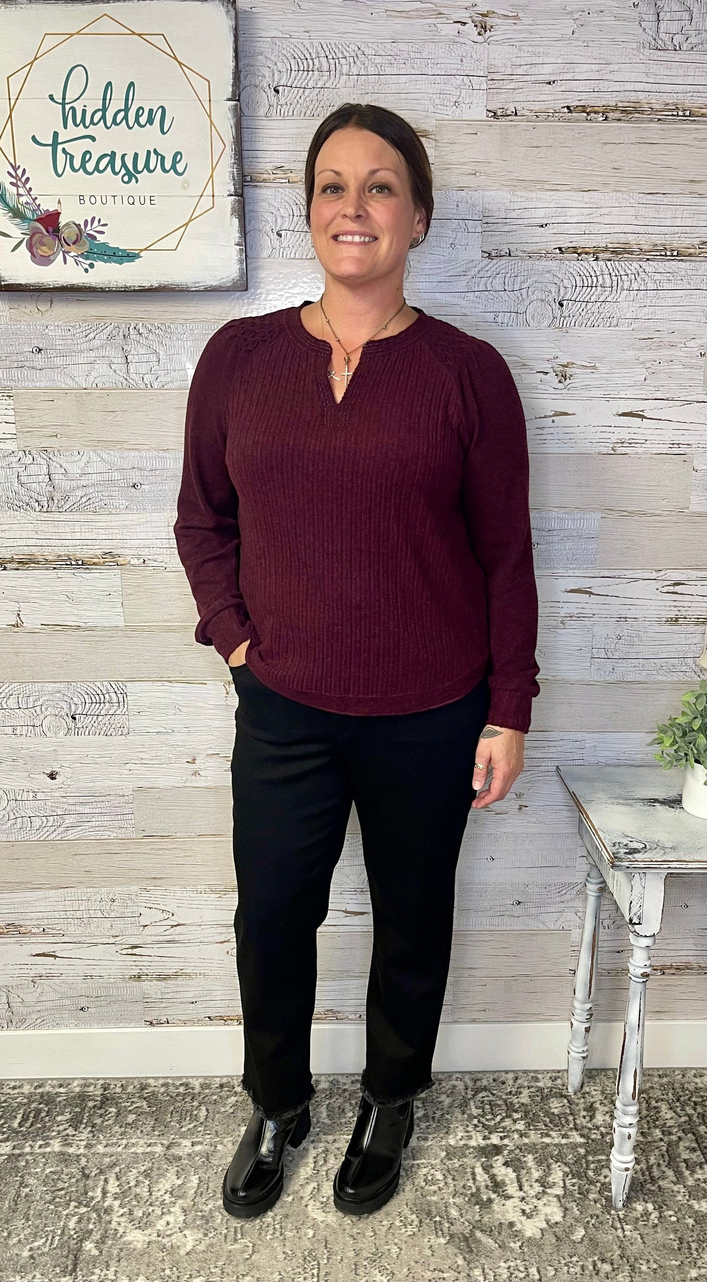 Wineberry Knit Top