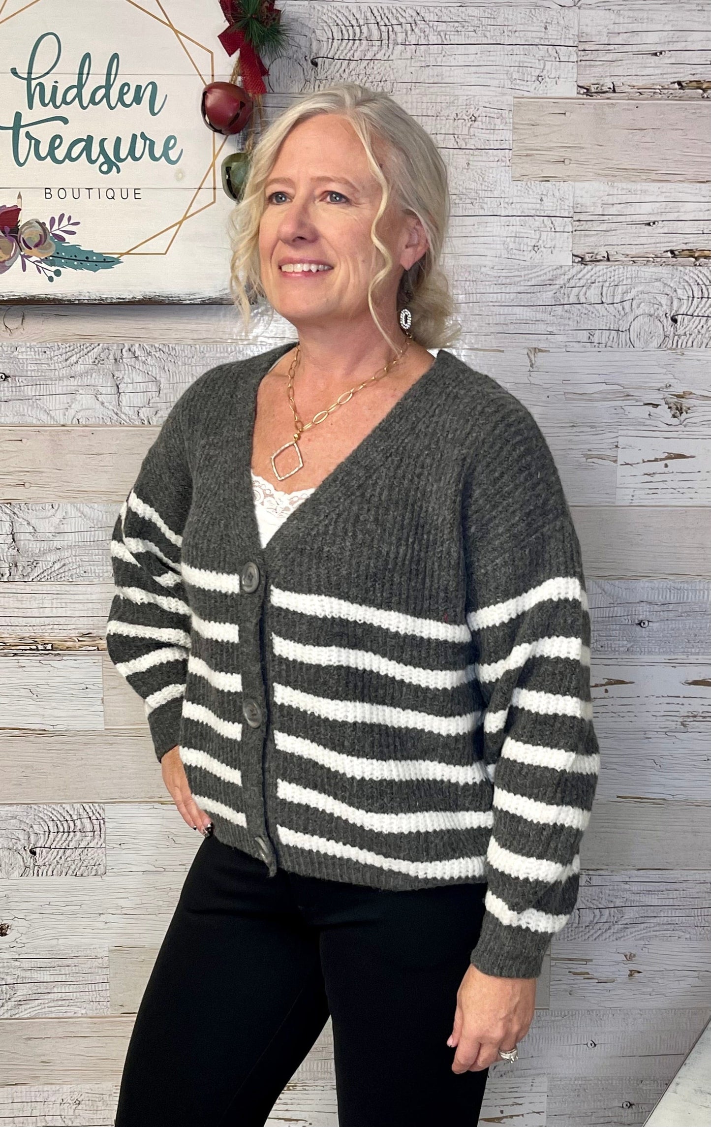 Gunmetal Stripe Cardigan