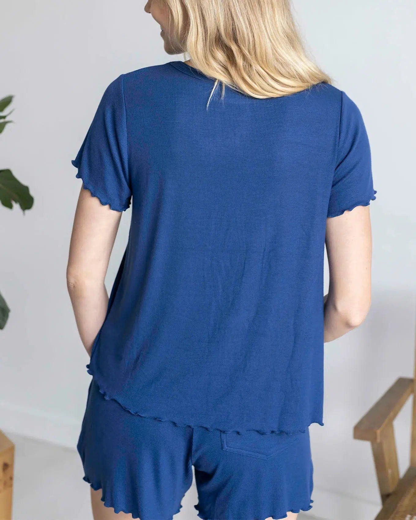 Essential Ribbed Relaxed Fit Tee - Blue