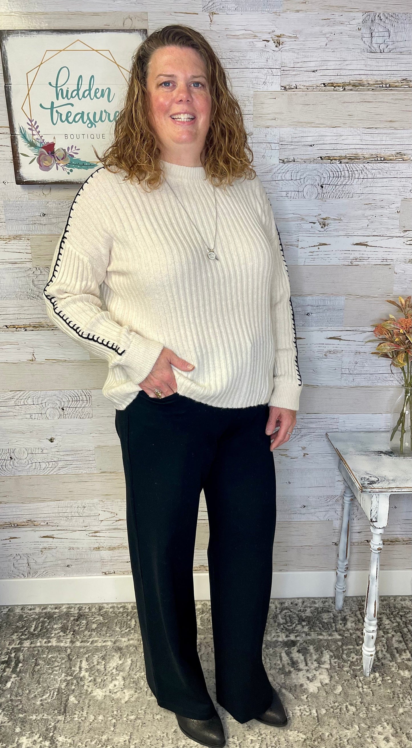 Vertical Stitch Soft Sweater