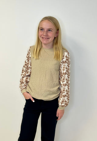 Girls Floral Sleeve Top