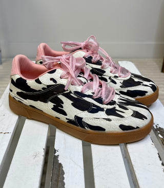 Girls Cow Print Sneakers