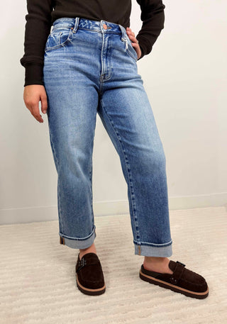 Ankle Boyfriend Cuffed Jeans